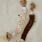 Attache tétine gaze | gaze beige petits coeurs