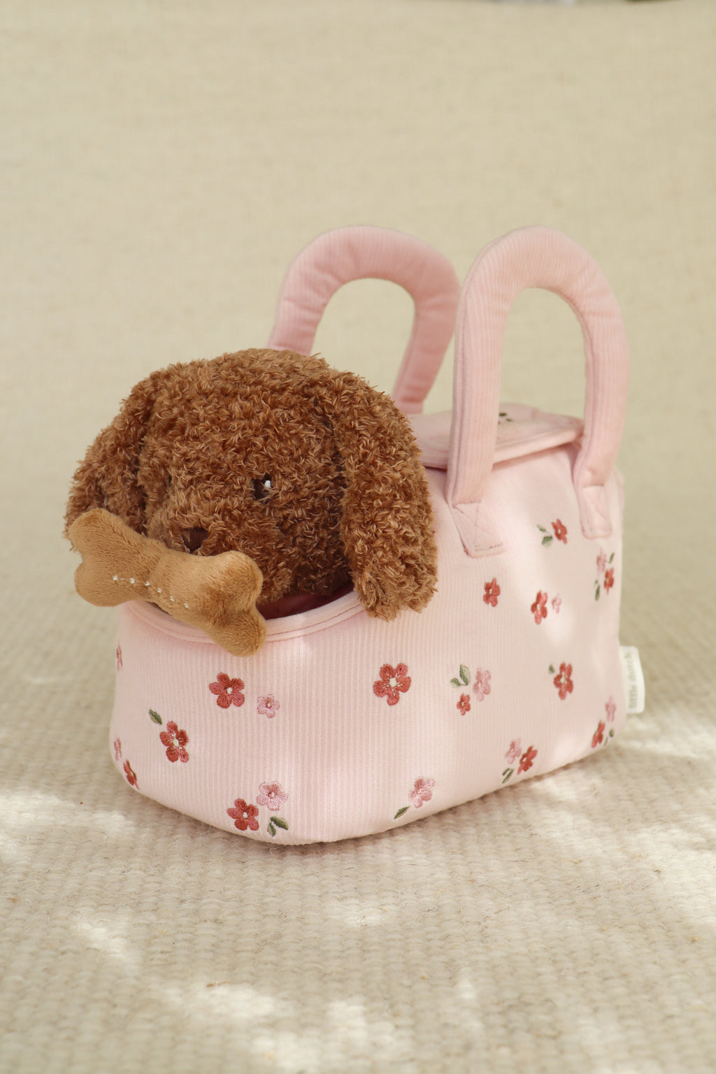 Peluche chien avec sac de transport | Jackie