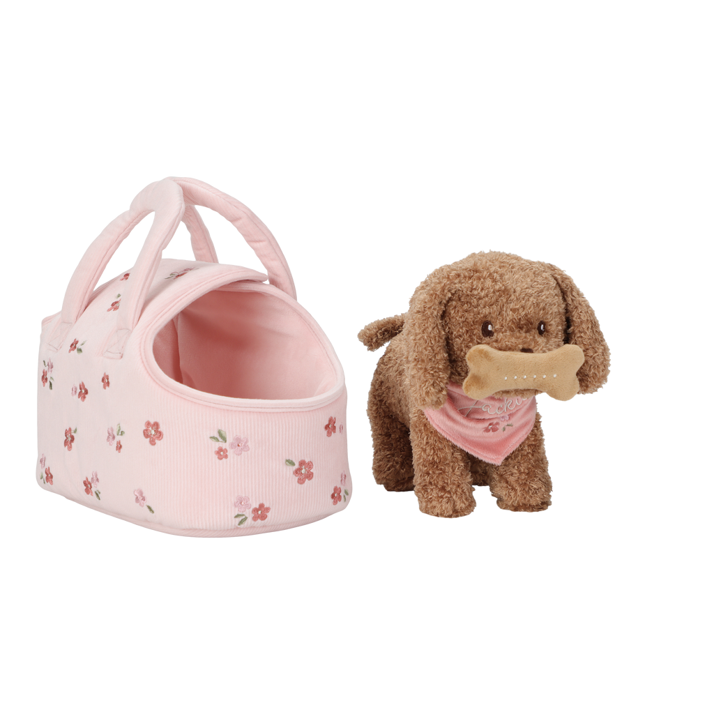 Peluche chien avec sac de transport | Jackie