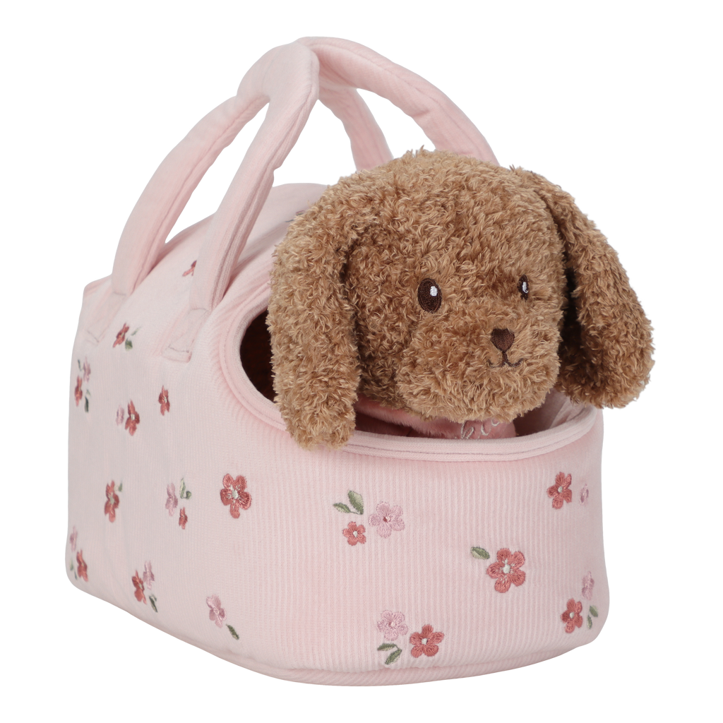 Peluche chien avec sac de transport | Jackie
