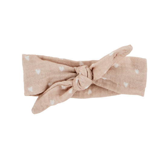 Bandeau pour poupée | Beige petits coeurs