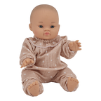 Combi avec col pour poupée | Beige petits coeurs